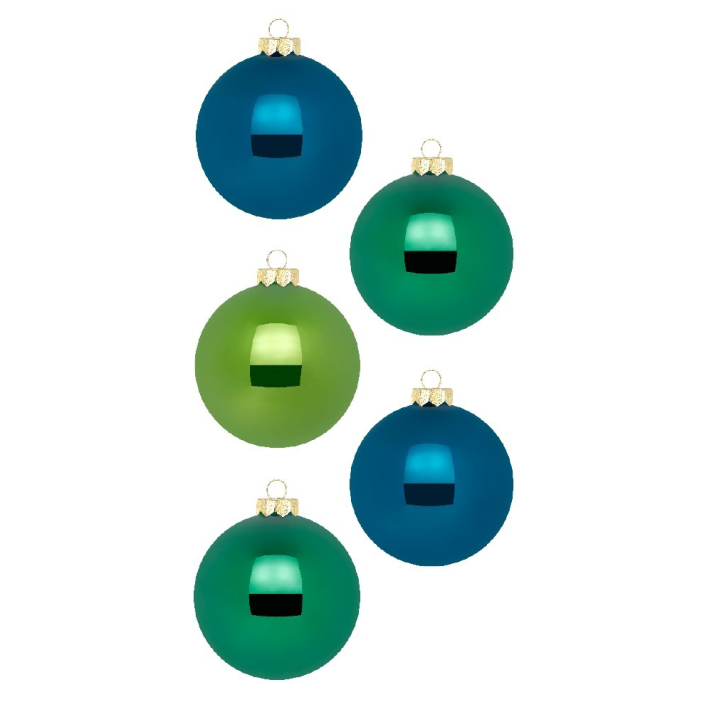 Inge Glas glazen kerstballen - Set van 30 - Blauw en groen - 6cm