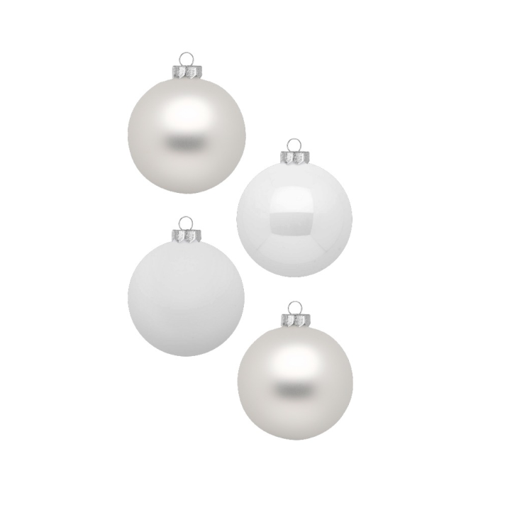 Inge Glas glazen kerstballen - Set van 12 - Wit en zilver - 8cm