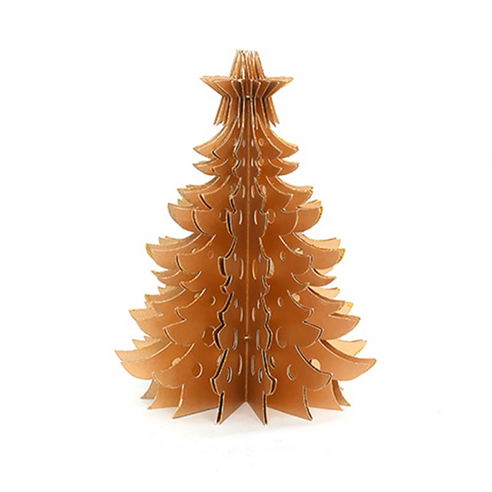 Only Natural papieren kerstboom - Met ster en gouden glitter - Goud - 32cm