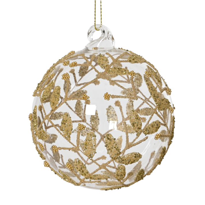 Decoris kerstbal - Met bladeren - 12cm