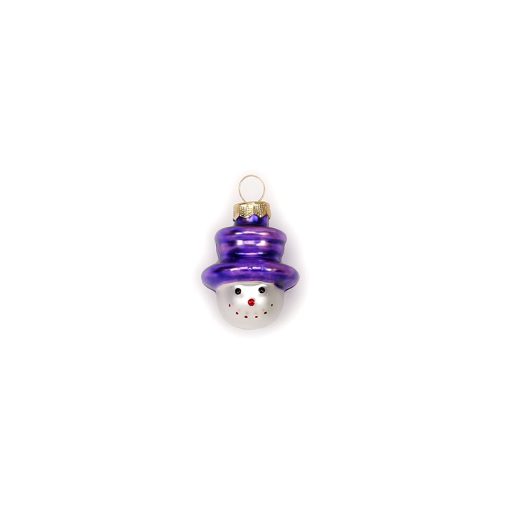 Glazen kerstornament - Mini sneeuwpop met paarse hoed - 4cm