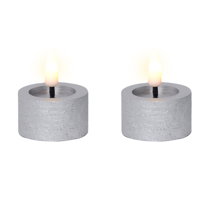 Lumineo LED theelicht - Zilver - Set van 2