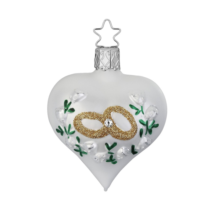 Inge Glas kerstornamenten - Huwelijk - Set van 4