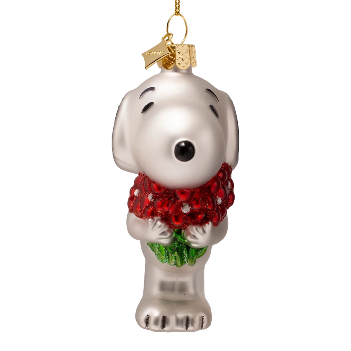Vondels kerstornament - Snoopy met bloemen