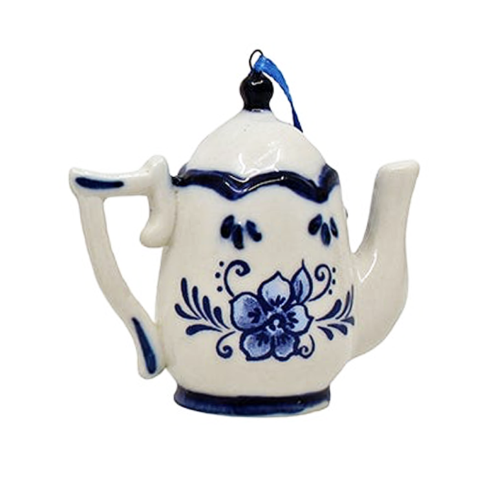 Kurt Adler kerstornament - Theepot - Delfts Blauw