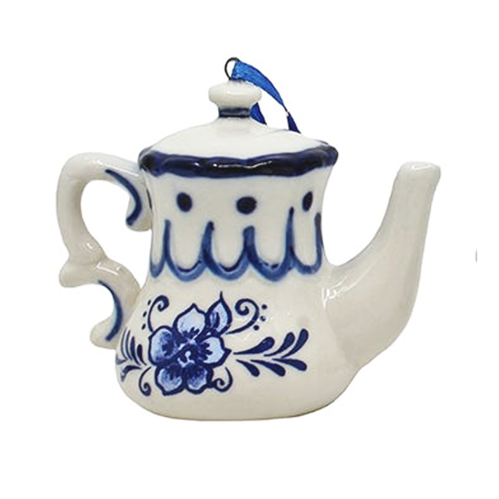 Kurt Adler kerstornament - Theepot - Delfts Blauw