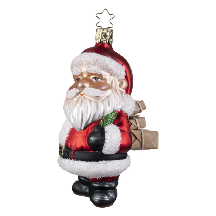 Inge Glas kerstornament - Kerstman meat cadeautjes