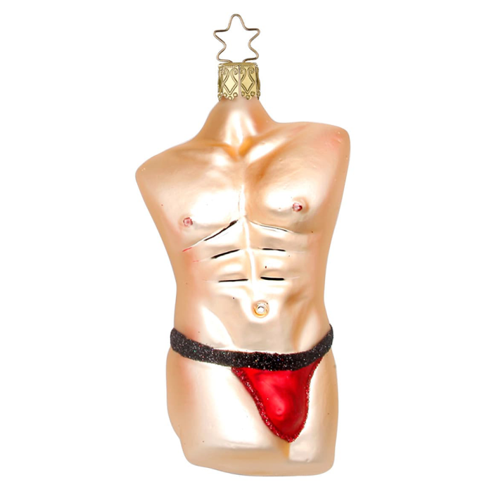 Inge Glas kerstornament - Sexy mannentorso
