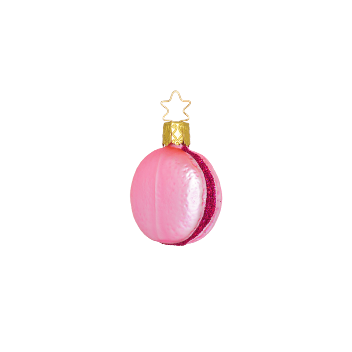 Inge Glas glazen kerstornament - Macaron - Donker roze