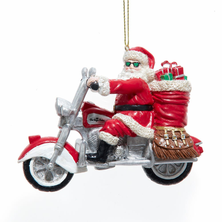 Kurt Adler kerstornament - Motor met kerstman