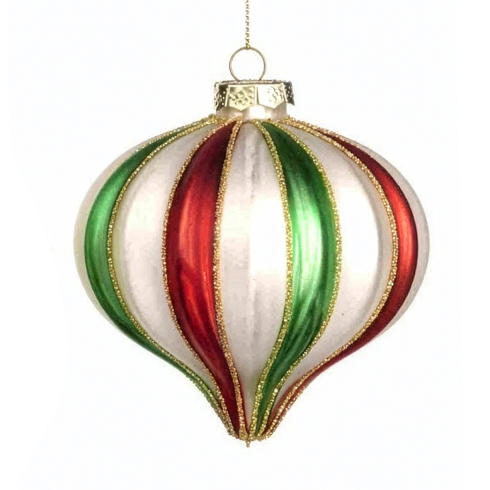 Goodwill kerstbal - Met strepen - 10cm