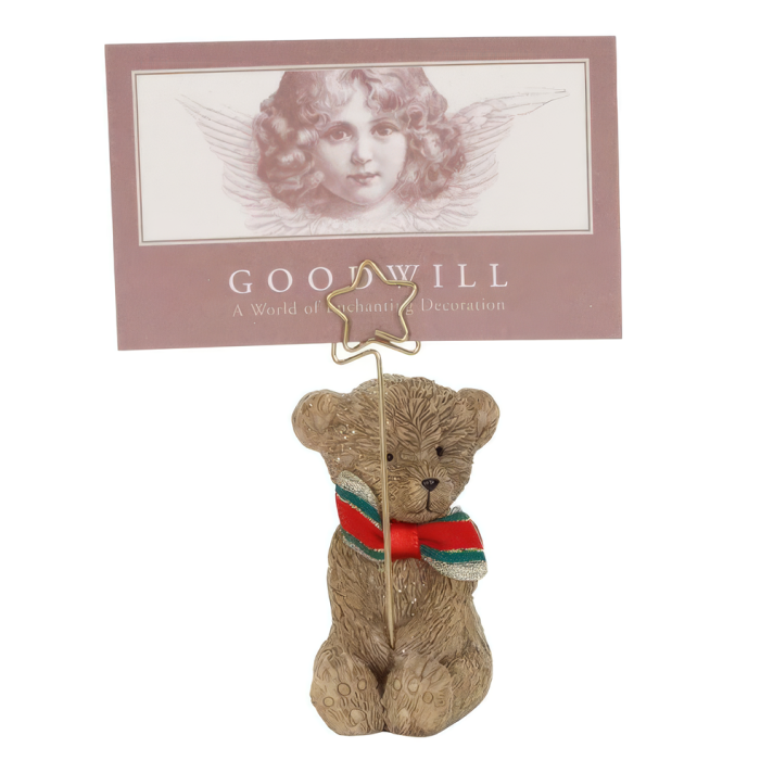 Goodwill naamkaarthouder - Teddybeer met strik - 10.5cm