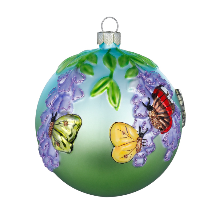 Holly & Jolly kerstbal - Red de vlinder  - 8cm