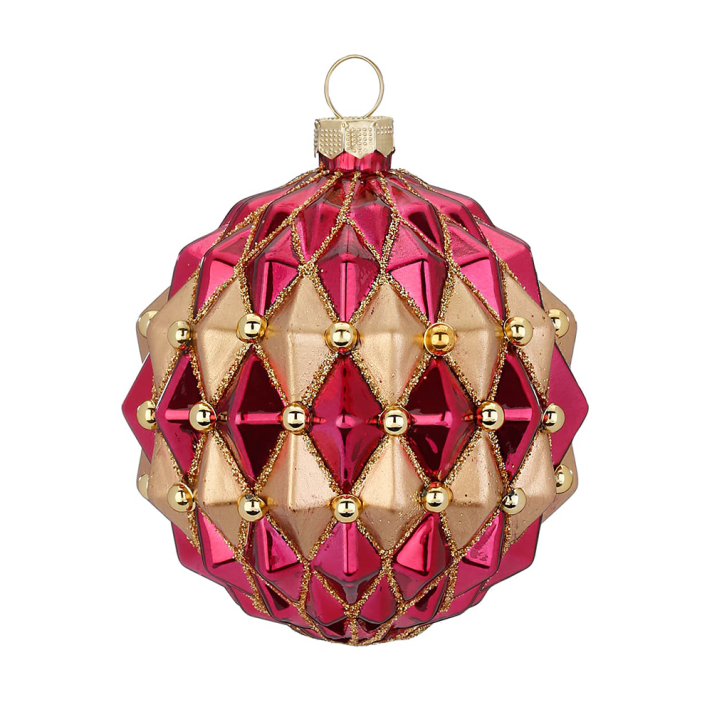 Holly & Jolly kerstbal - Met ruiten - 8cm