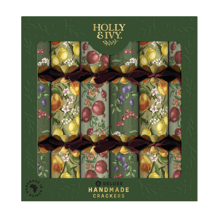 Holly & Ivy Christmas crackers - Vintage Fruits and Foliage - Set van 6