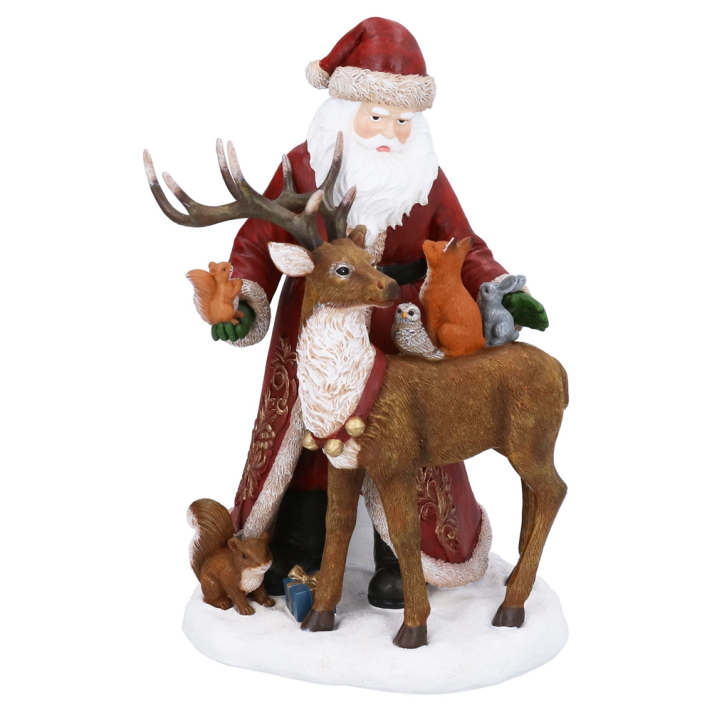Gisela Graham kerstbeeld - Kerstman met bosdieren
