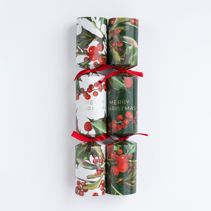Holly & Ivy Christmas crackers - Holly and Berry Sprigs - Set van 12