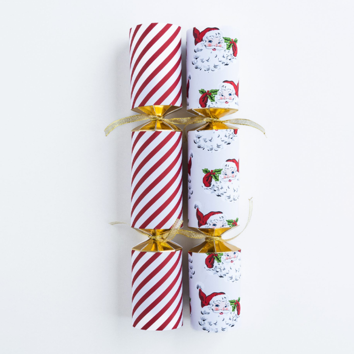 Holly & Ivy Christmas crackers - Nostalgic Santa & Stripes - Set van 12