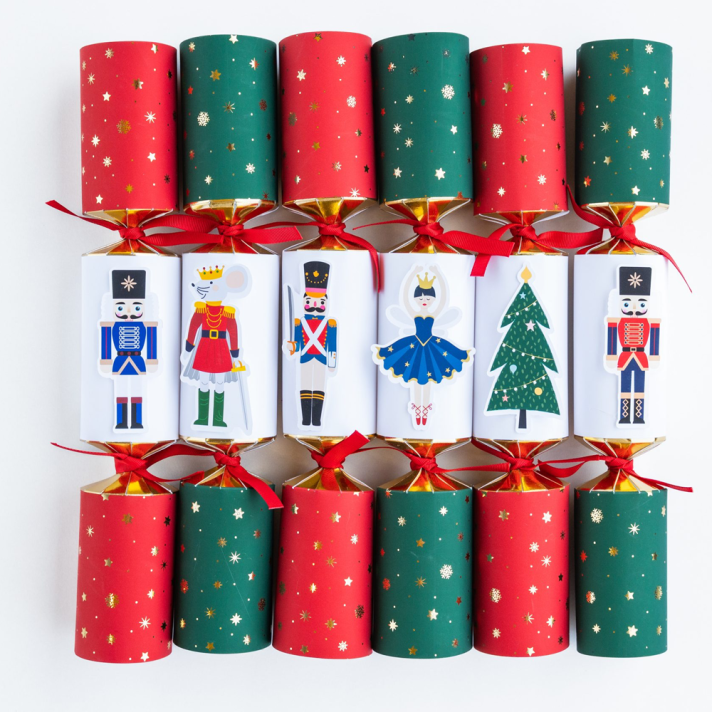 Holly & Ivy Christmas crackers - Nutcracker with tip-ons - Set van 6