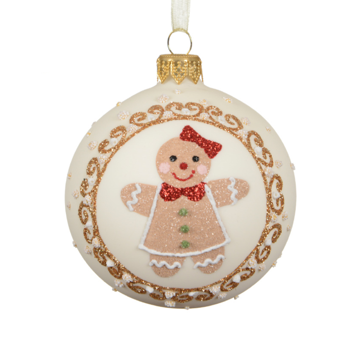 Decoris kerstbal - Met gingerbread poppetje - 8cm