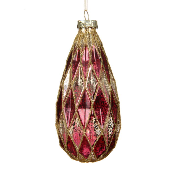 Decoris kerstbal - Met ruiten - 12cm