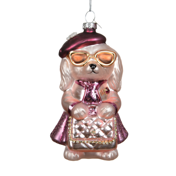 Decoris kerstornament - Hond met handtas