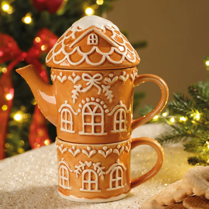 Decoris theepot - Met kerstmok - Gingerbread