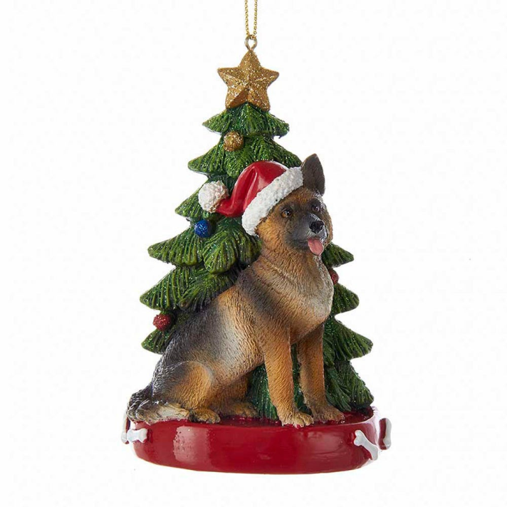 Kurt Adler kerstornament - Duitse Herder met kerstboom