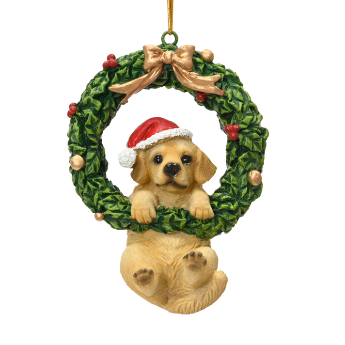 Decoris kerstornament - Kerstkrans met hond