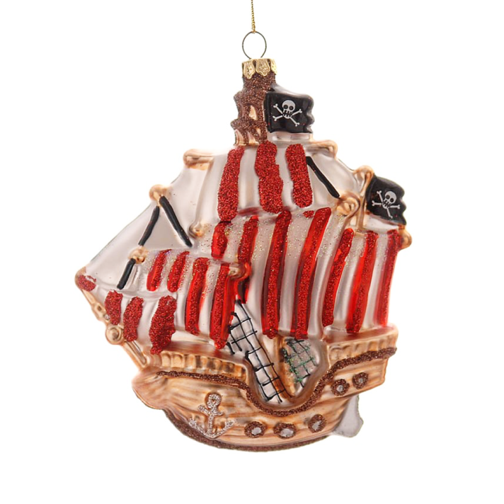 Glinster kerstornament - Piratenschip