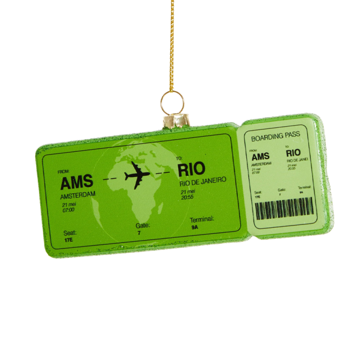 Yup in the Tree Christmas Ornament - Boarding Pass Rio de Janeiro