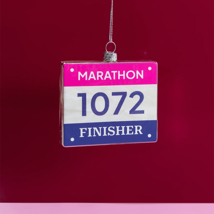 Yup in the Tree Christmas ornament - Marathon bib number