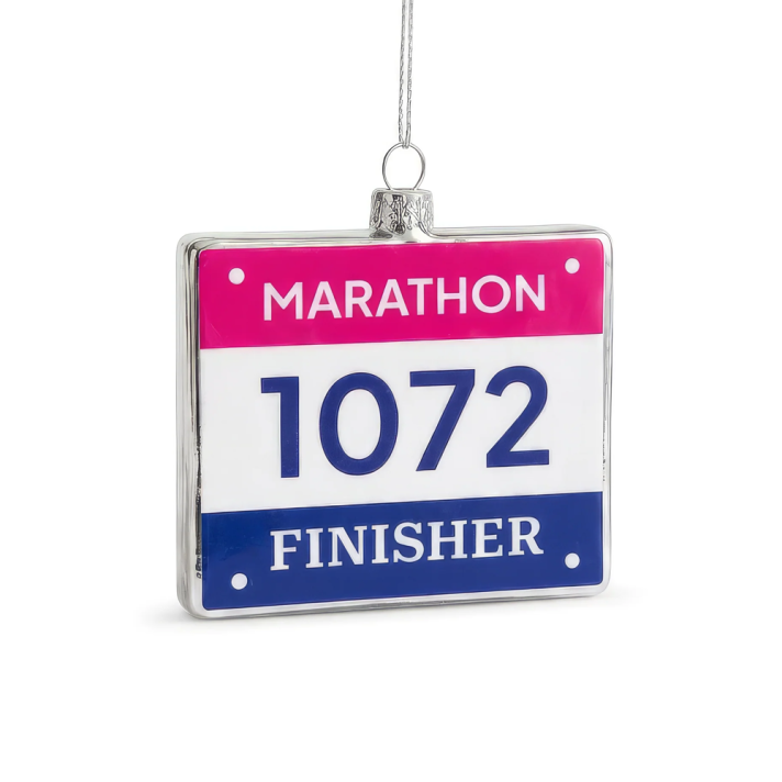 Yup in the Tree Christmas ornament - Marathon bib number