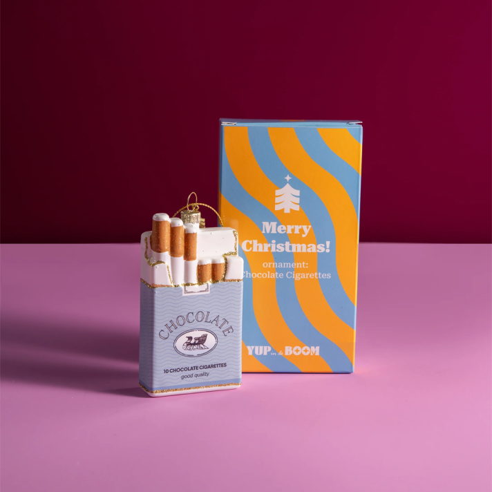 Yup in the Tree Christmas ornament - Chocolate cigarettes