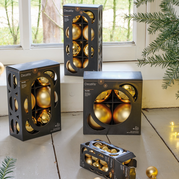 Decoris baubles - Gold - 8cm - Set of 6