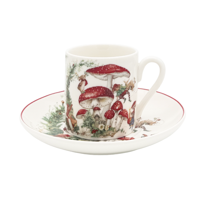 EDG espressokop - Met paddenstoelen - Set van 2