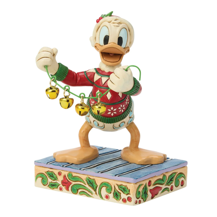 Disney Traditions kerstbeeld - Donald Duck met kerstbellen