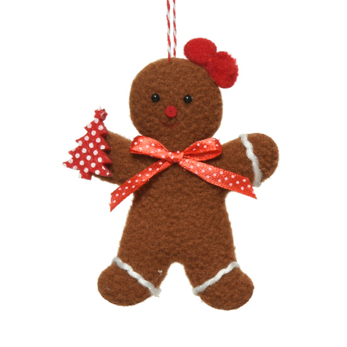 Pluche kerstornament - Gingerbread poppetje - Met kerstboom