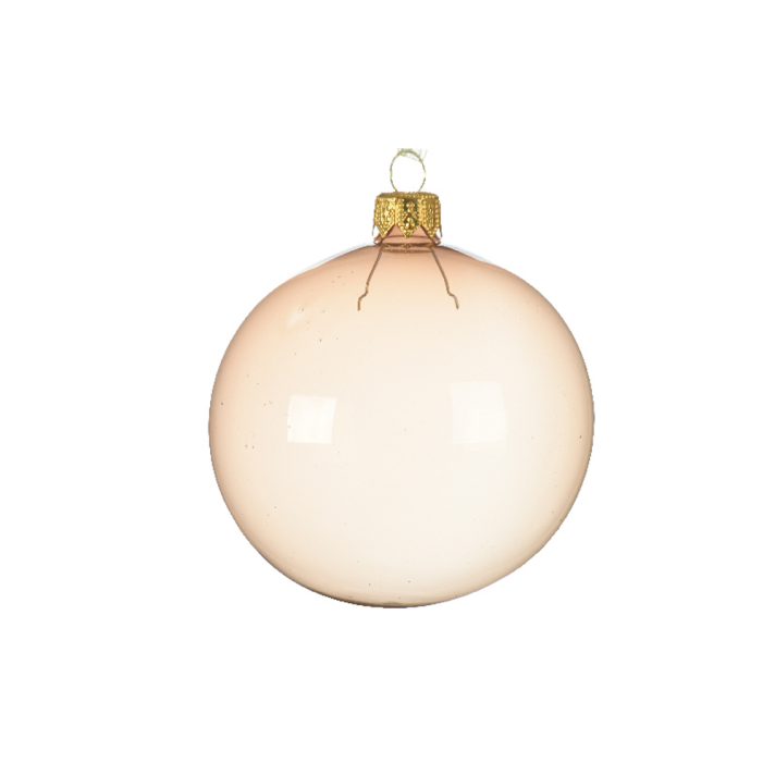Glazen kerstbal - Doorzichtig - Licht bruin - 8 cm