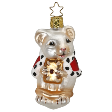 Inge Glas kerstornament - Kerstmuis met cape