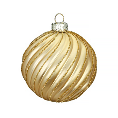 Glazen kerstbal - Met swirl en glitterlijnen - 6cm