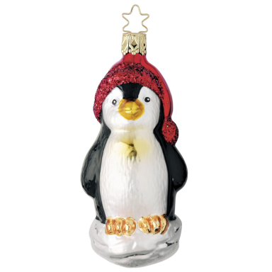 Inge Glas kerstornament - Pinguin met kerstmuts