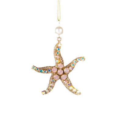 Goodwill kerstornament - Zeester met parels en glitters - Goud