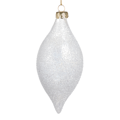 Goodwill glazen kerstpegel - Met witte glitters - Wit - 8cm