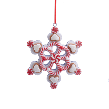 Gingerbread ornament sneeuwvlok met harten uiteinden