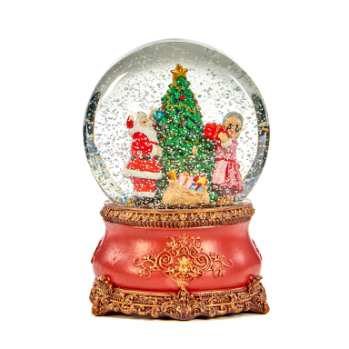 Goodwill sneeuwbol - Met kerstman en kerstboom - Met muziek - Rood