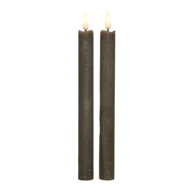 LED dinerkaars - Met vlam effect - Bruin - Per set van 2