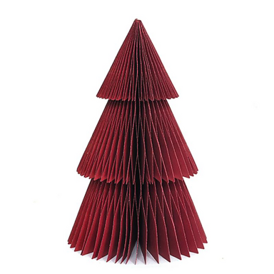 Only Natural papieren kerstboom - Met champagne glitters - Rood - 22,5cm