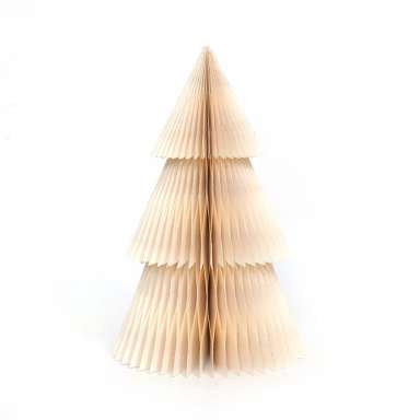 Only Natural papieren kerstboom - Met witte glitters - Wit - 22,5cm