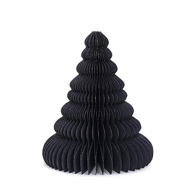 Only Natural papieren kerstboom - Met zwarte glitters - Zwart - 15cm